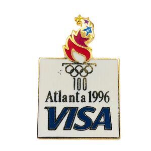 1996 Olympics VISA Pin Atlanta Collection Lapel Hat Tie Enamel Brass Gold Tone